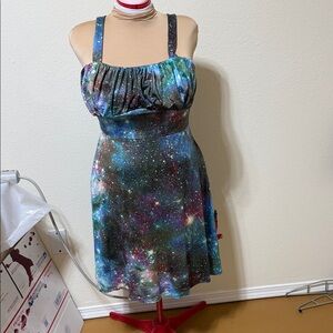 Stellar Galaxy Print Mini Dress